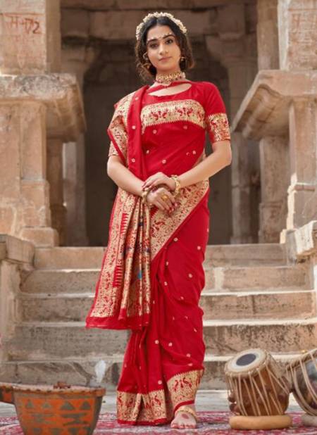 Dark Red Colour MALLAIKA SILK MANJUBAA New Latest Designer Ethnic Wear Exclusive Saree Collection 9502